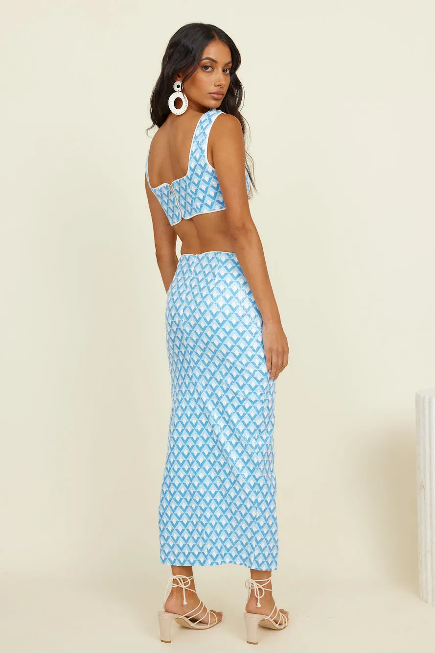 RUNAWAY THE LABEL Carla Crop Sky Geo Print