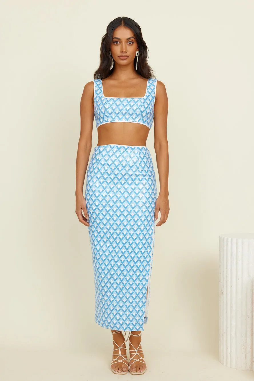 RUNAWAY THE LABEL Carla Crop Sky Geo Print