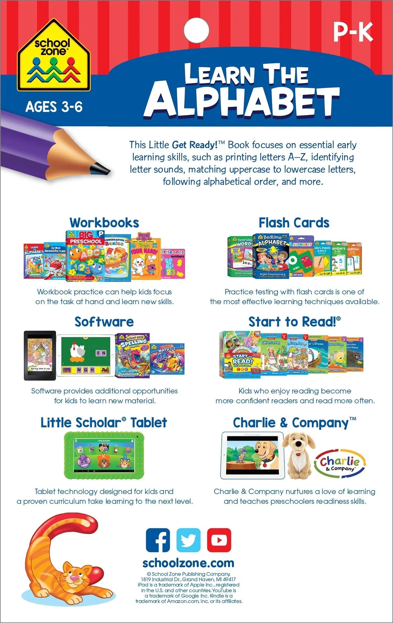 School Zone - Uppercase Alphabet Workbook - 64 Pages, Ages 4 to 6, Preschool to Kindergarten, Letters, Tracing, Writing, ABC's, and More