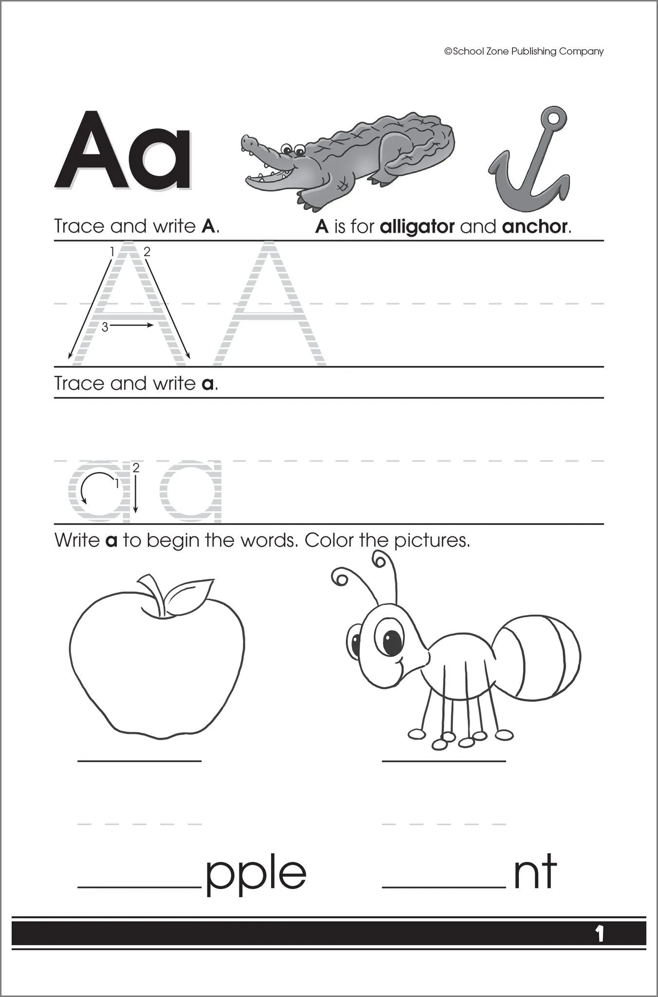 School Zone - Uppercase Alphabet Workbook - 64 Pages, Ages 4 to 6, Preschool to Kindergarten, Letters, Tracing, Writing, ABC's, and More