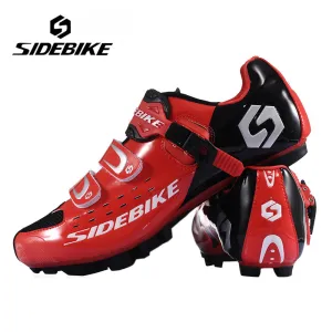SIDEBIKE Lightweight Bicycle Cycling Shoes Men Women Breathable MTB Athletic Shoes Mountain Bike Racing Self-Locking Shoes, Red