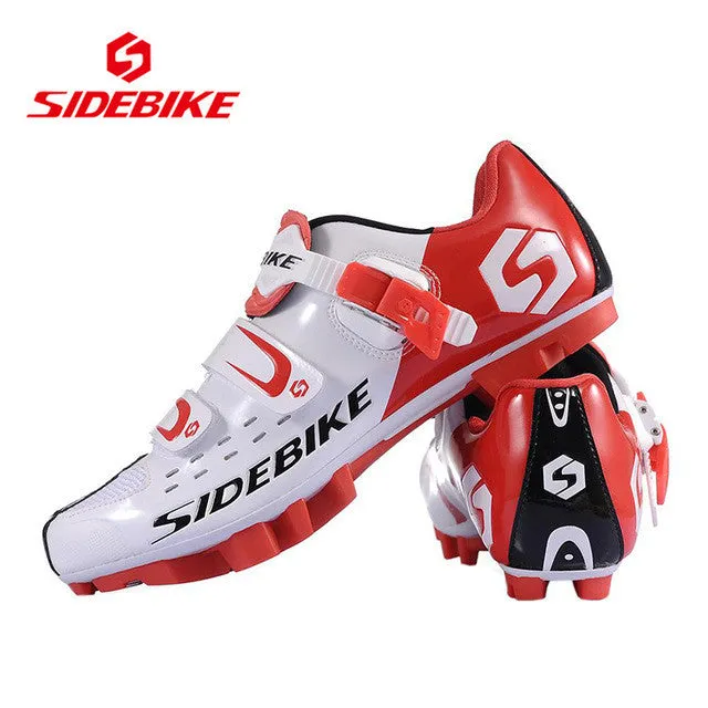SIDEBIKE Lightweight Bicycle Cycling Shoes Men Women Breathable MTB Athletic Shoes Mountain Bike Racing Self-Locking Shoes, Red
