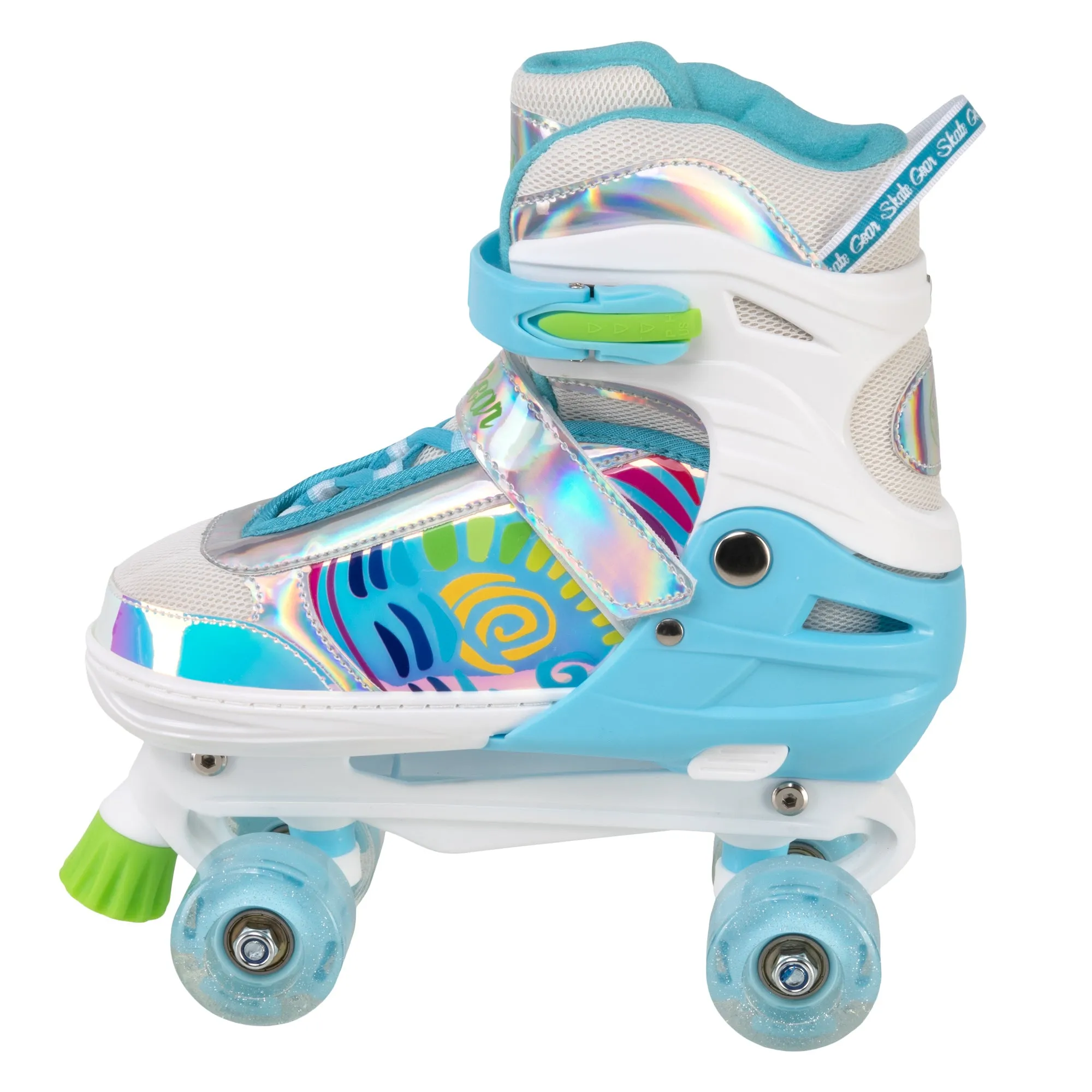 Skate Gear Rainbow Adjustable Light up Quad Roller Skates for Boys and Girls