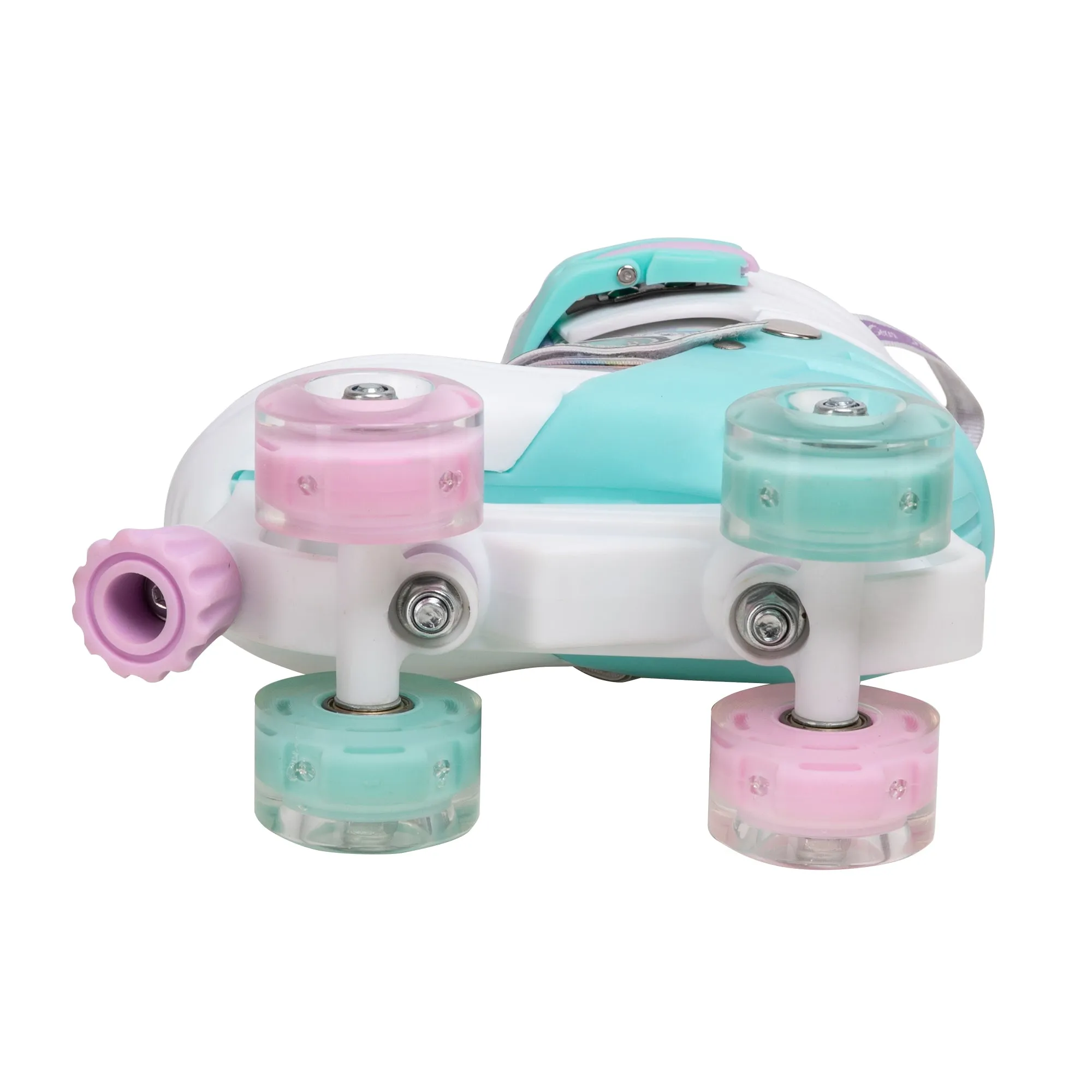 Skate Gear Rainbow Adjustable Light up Quad Roller Skates for Boys and Girls