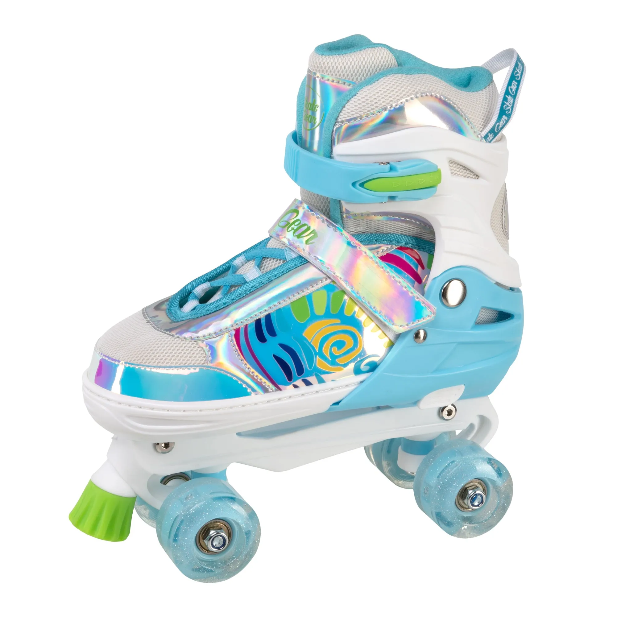 Skate Gear Rainbow Adjustable Light up Quad Roller Skates for Boys and Girls