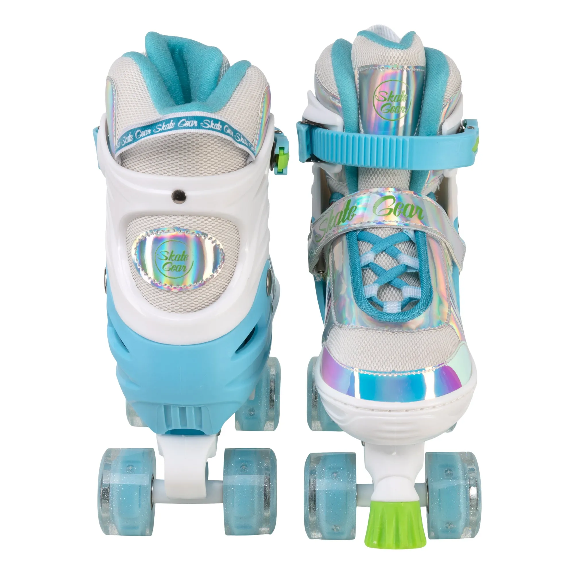 Skate Gear Rainbow Adjustable Light up Quad Roller Skates for Boys and Girls