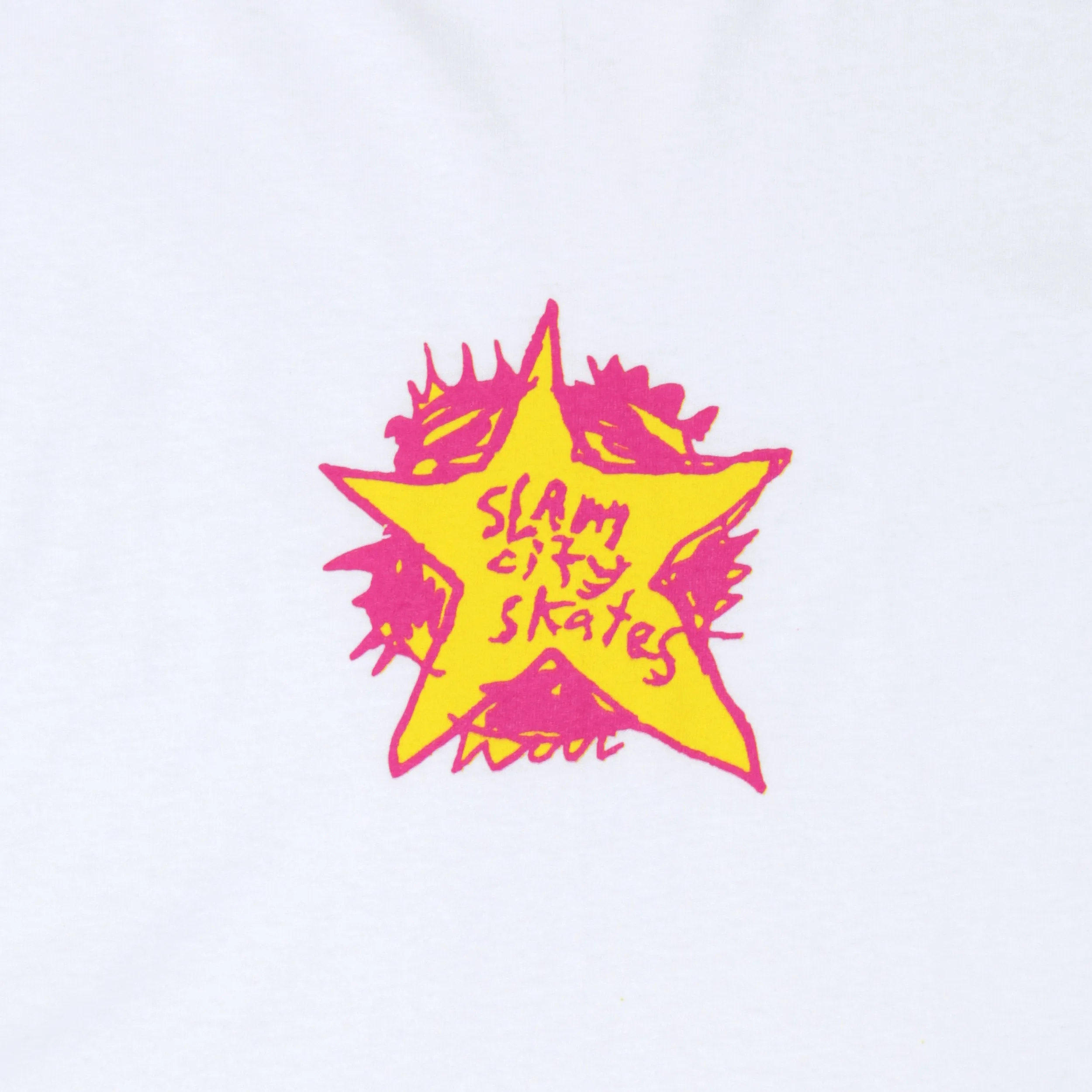 Slam City Skates Swank Star T-Shirt White / Pink / Yellow