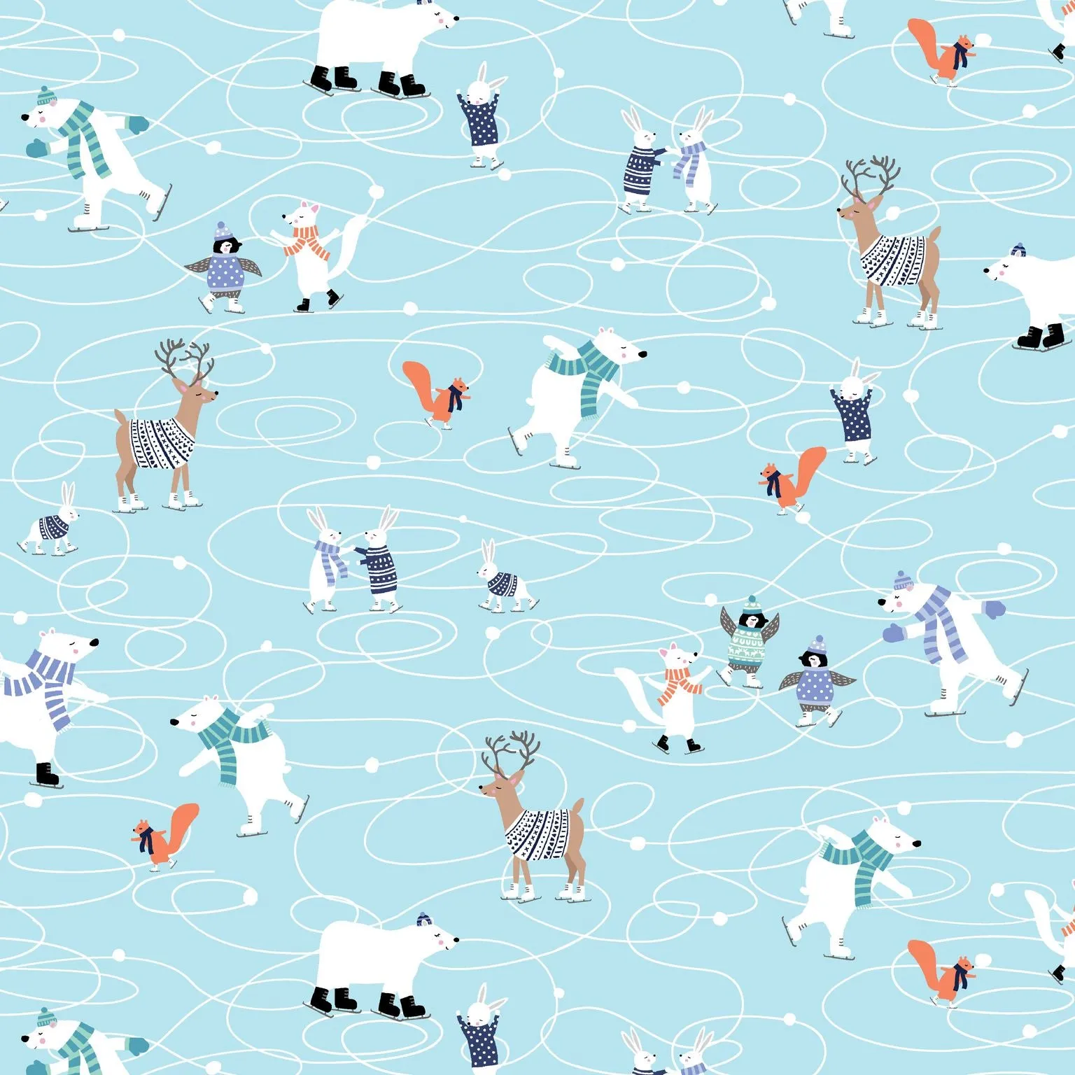 Snow Happy 4184-11 Light Blue Ice Skaters