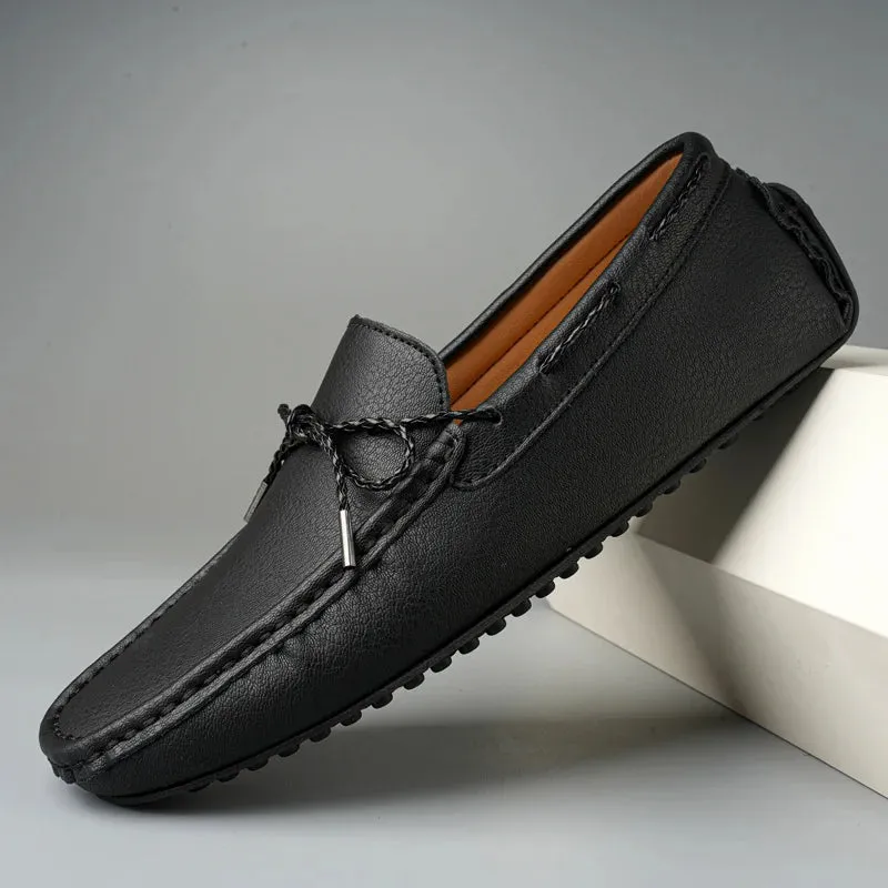Sohiwoo  Genuine Leather Men Casual Shoes Luxury Brand Mens Loafers Moccasins Breathable Slip on Black Driving Shoes Plus Size 38-49