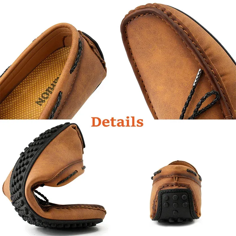 Sohiwoo  Genuine Leather Men Casual Shoes Luxury Brand Mens Loafers Moccasins Breathable Slip on Black Driving Shoes Plus Size 38-49