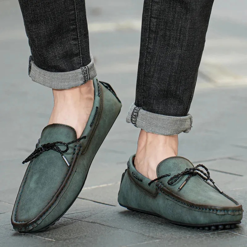 Sohiwoo  Genuine Leather Men Casual Shoes Luxury Brand Mens Loafers Moccasins Breathable Slip on Black Driving Shoes Plus Size 38-49