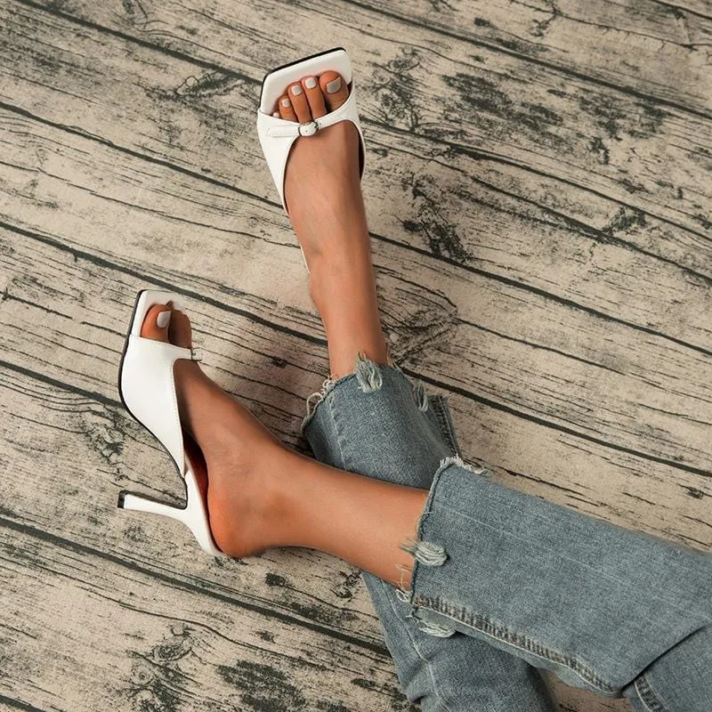 Square-toe Heel Sandals