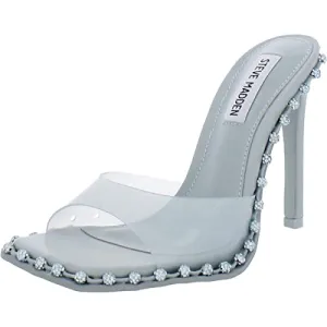 Steve Madden Zabrina Mint Green Open Toe Slide Stiletto Heel with Rhinestones (Mint Green, 7.5)