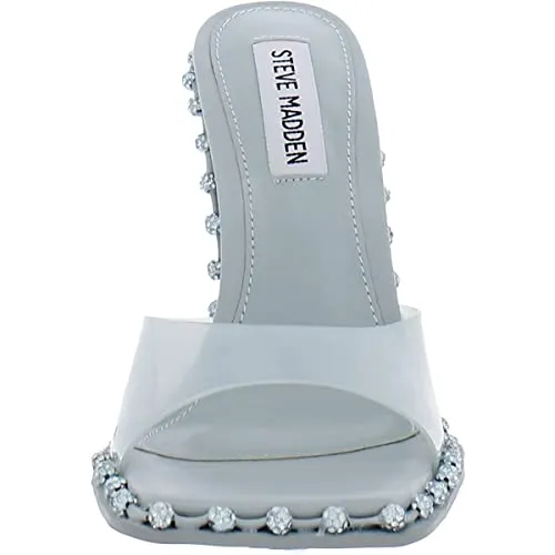 Steve Madden Zabrina Mint Green Open Toe Slide Stiletto Heel with Rhinestones (Mint Green, 7.5)