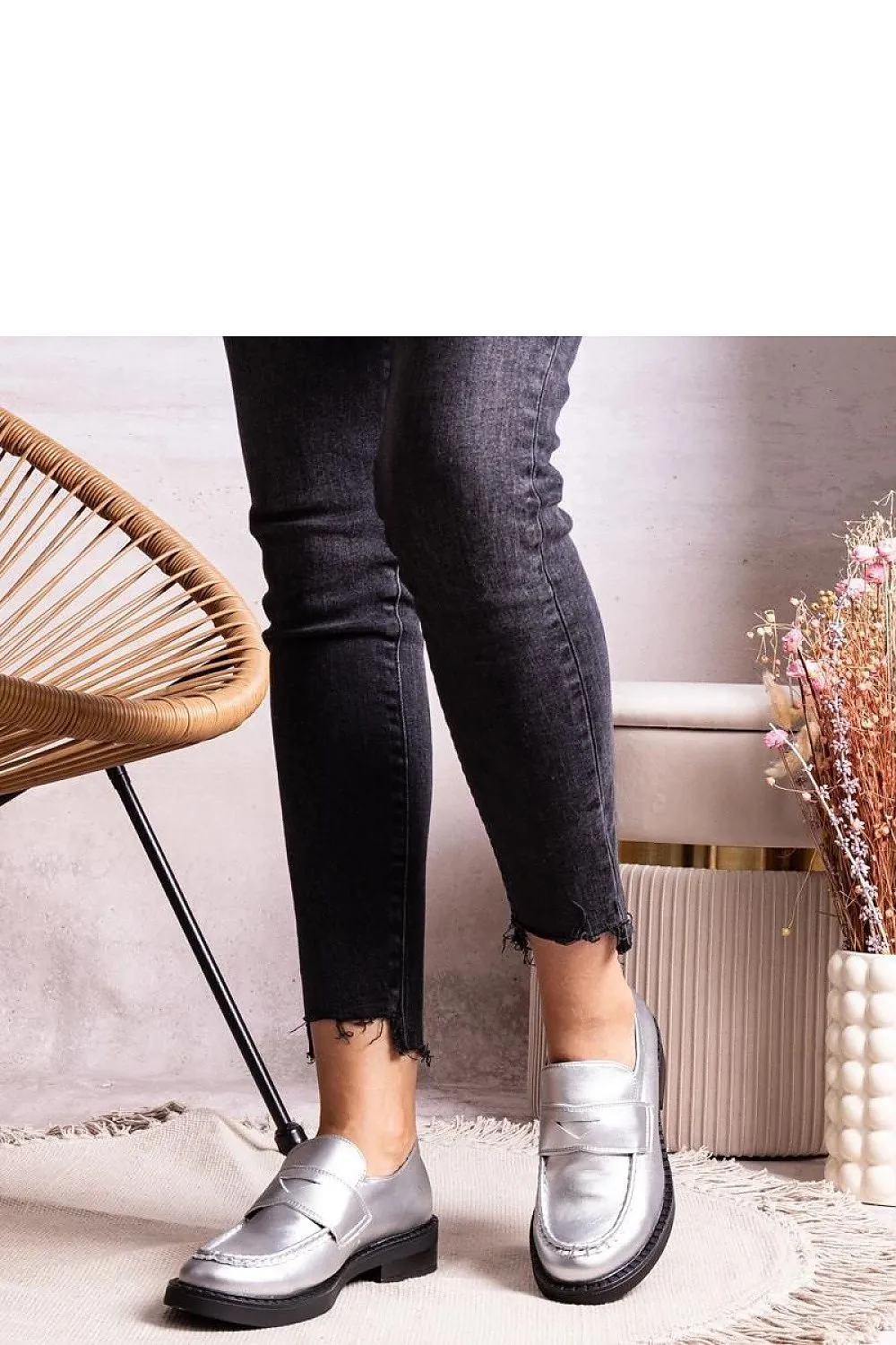 Stylish silver Élodie moccasins