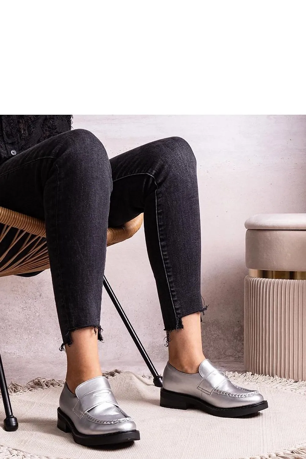 Stylish silver Élodie moccasins