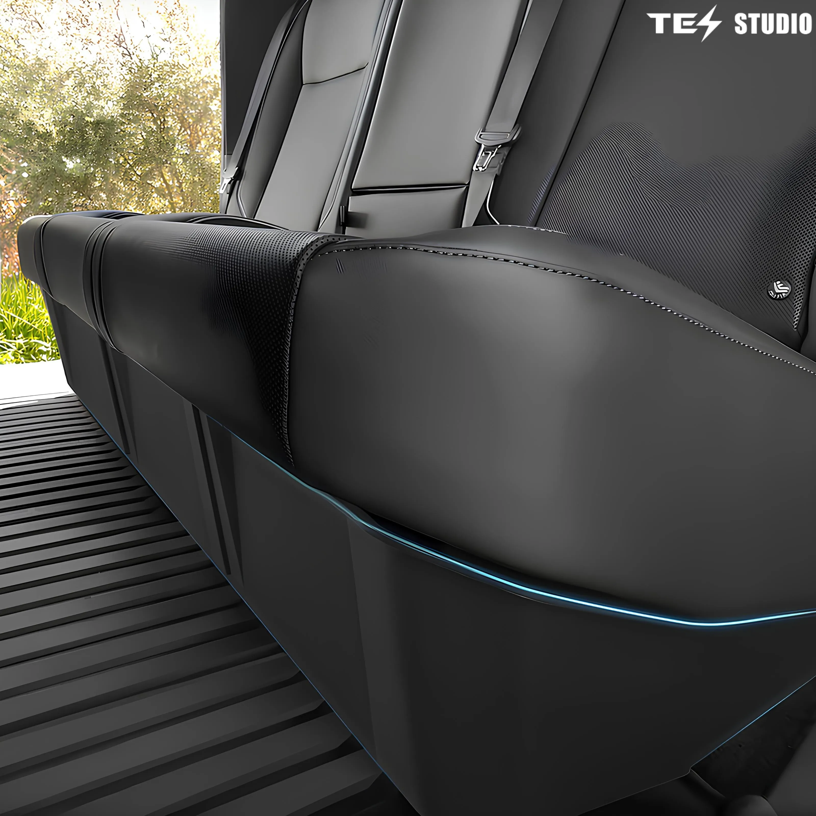 Tesla Cybertruck Under Seat Storage Rear Underseat Box Black Organizer Tesstudio® -Type A