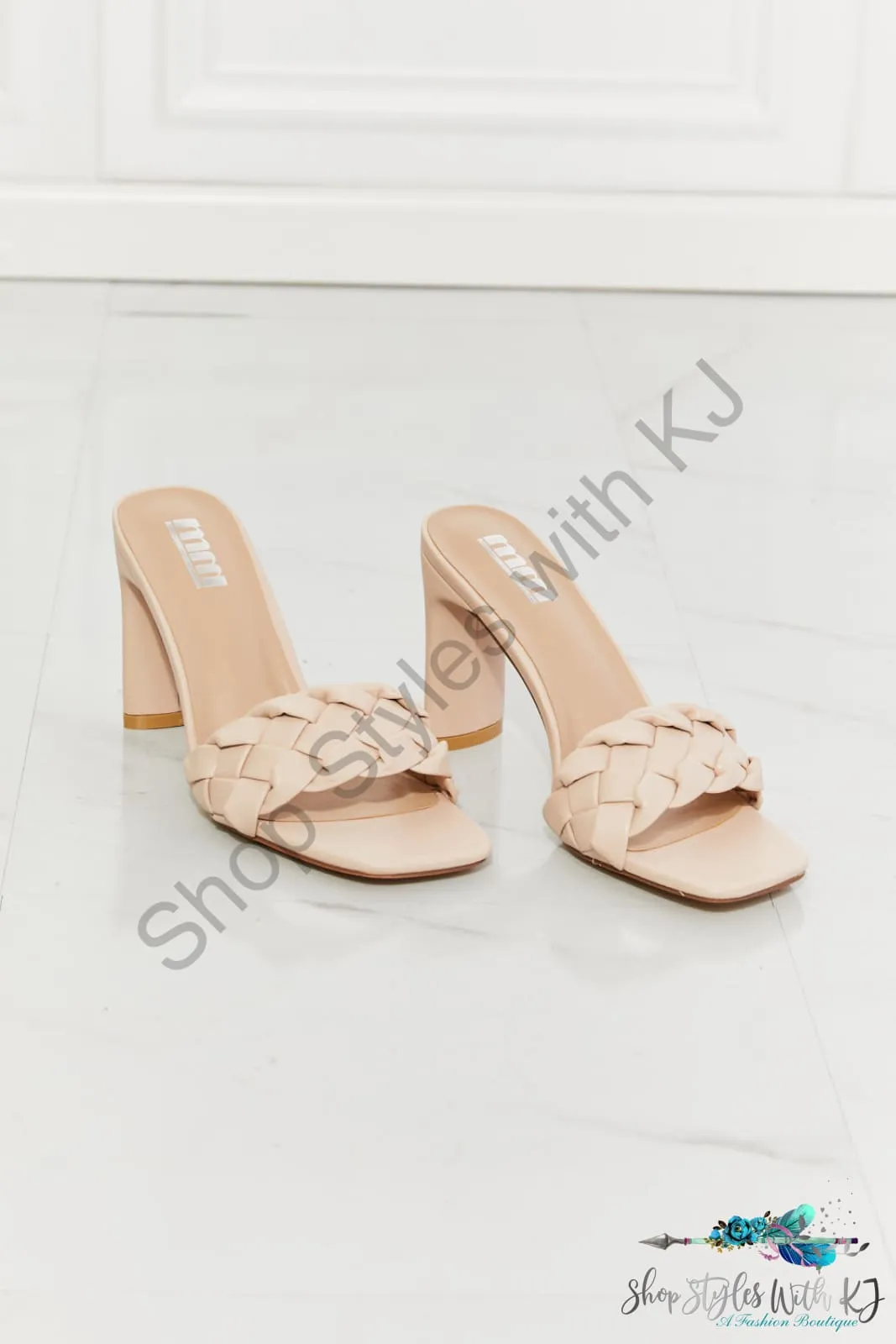 Top of the World Braided Block Heel Sandals in Beige