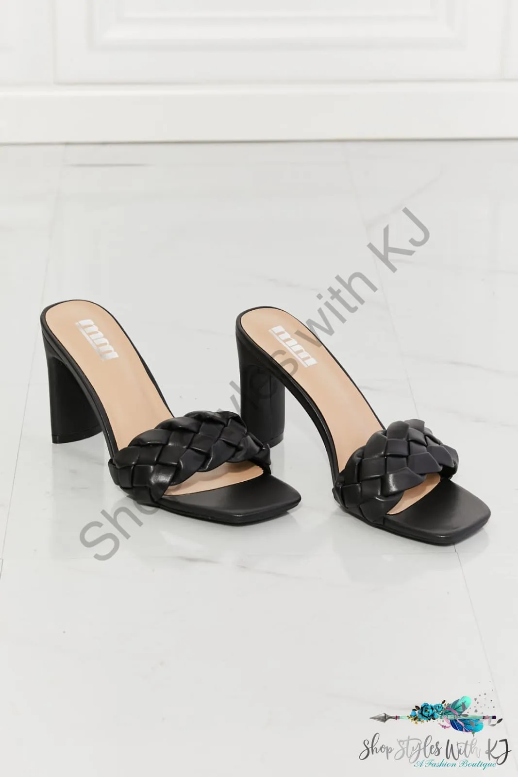 Top of the World Braided Block Heel Sandals in Black