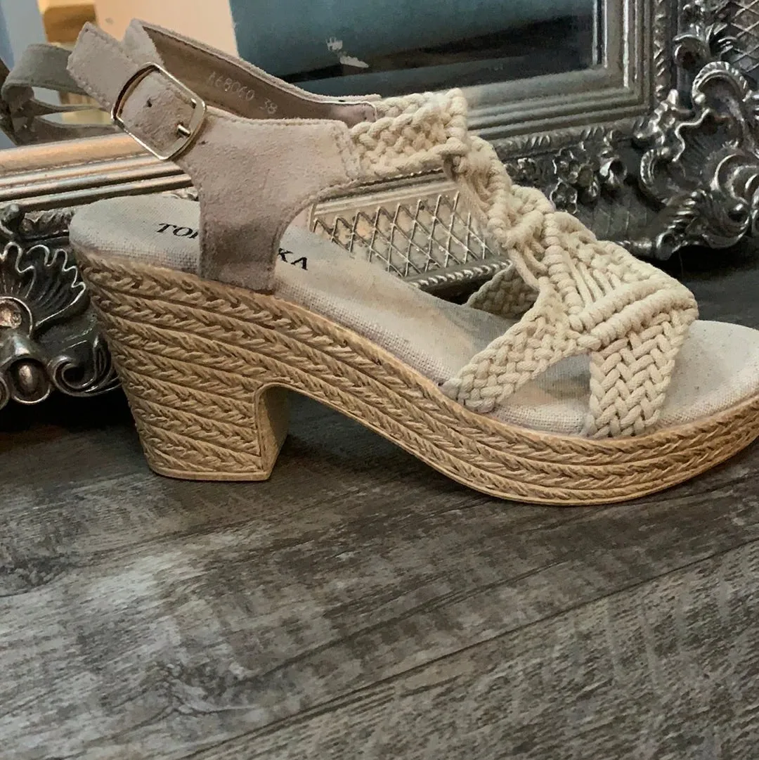 Top Staka Braided Rope Heeled Sandal LAST PAIR