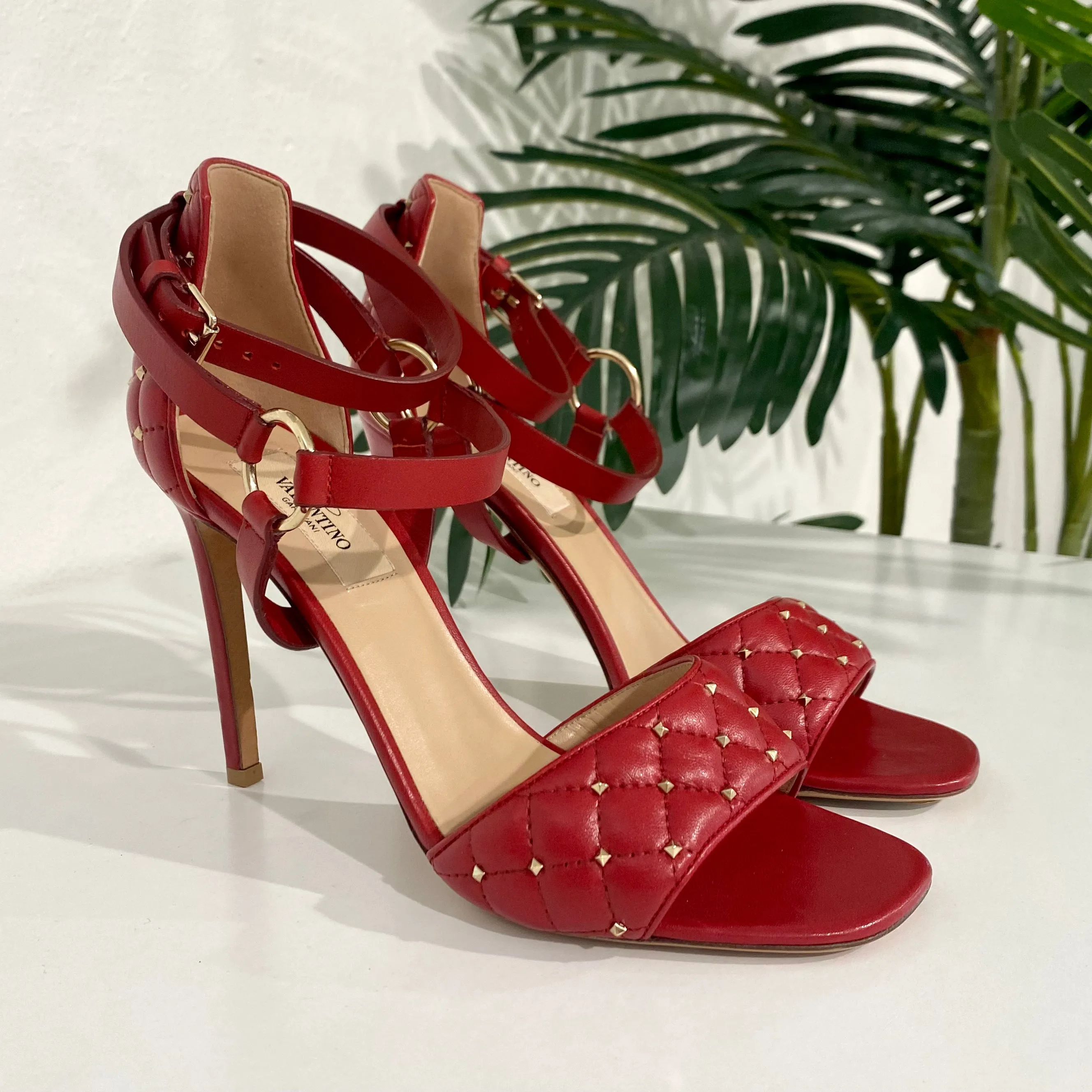 Valentino Micro Rockstud Red Heels