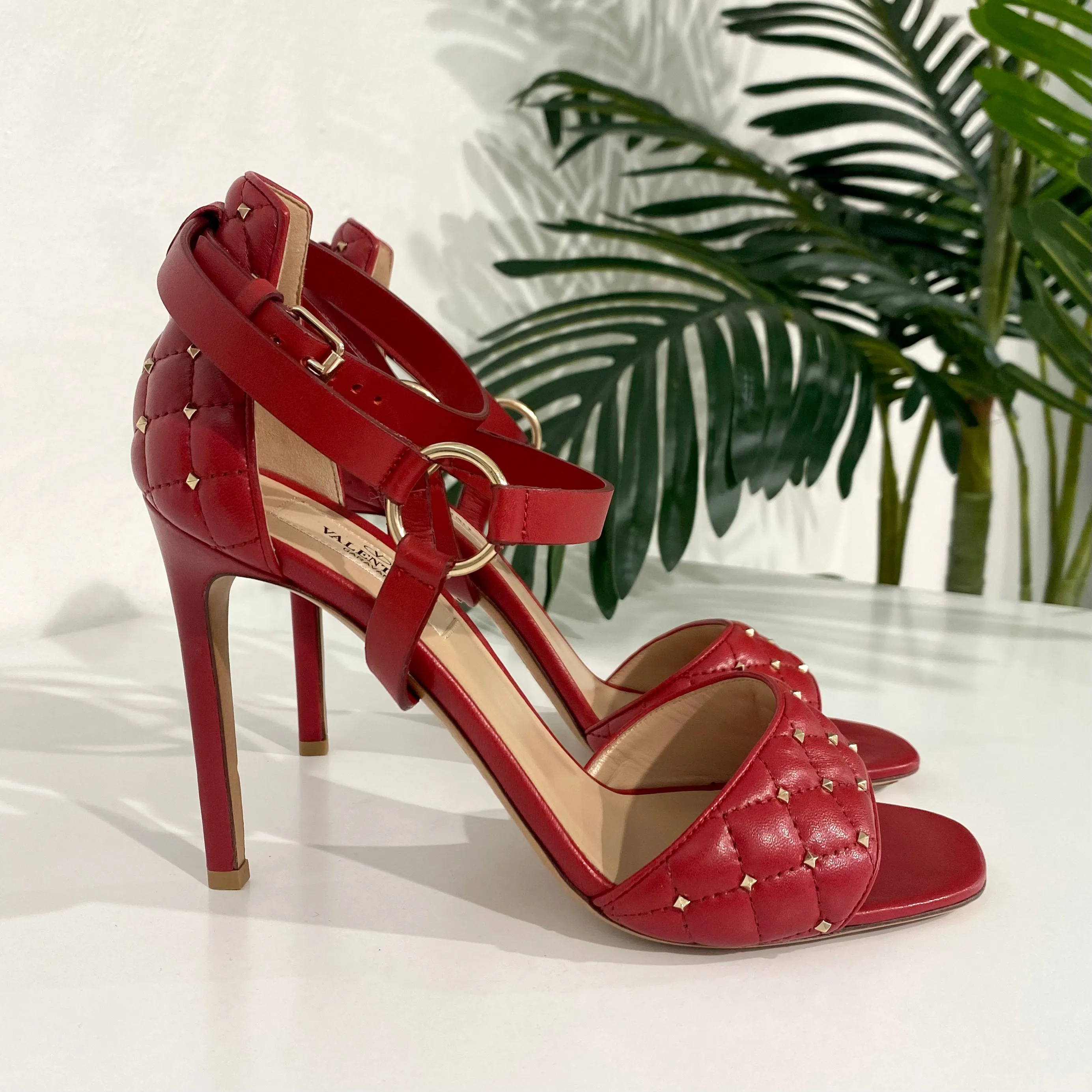 Valentino Micro Rockstud Red Heels