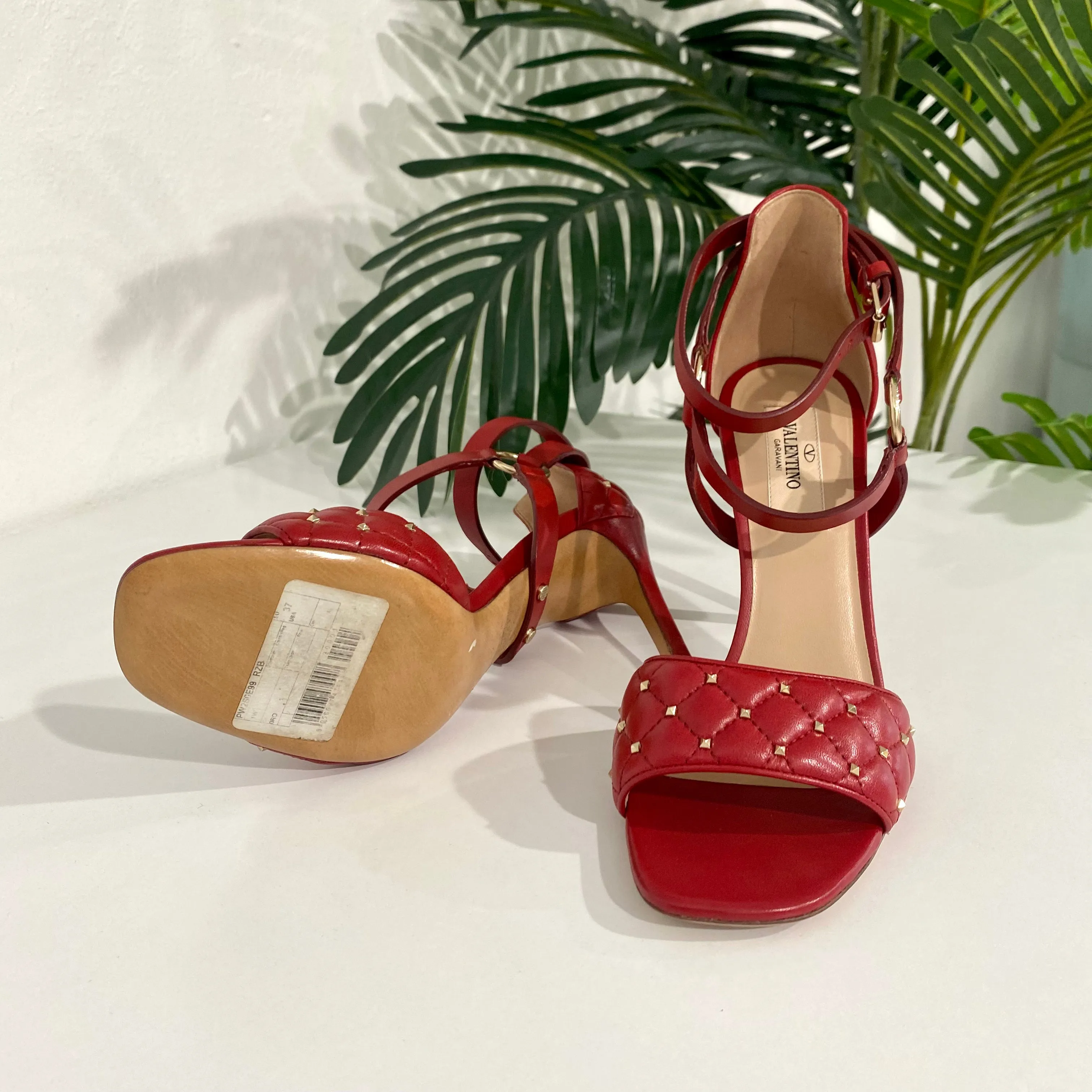 Valentino Micro Rockstud Red Heels