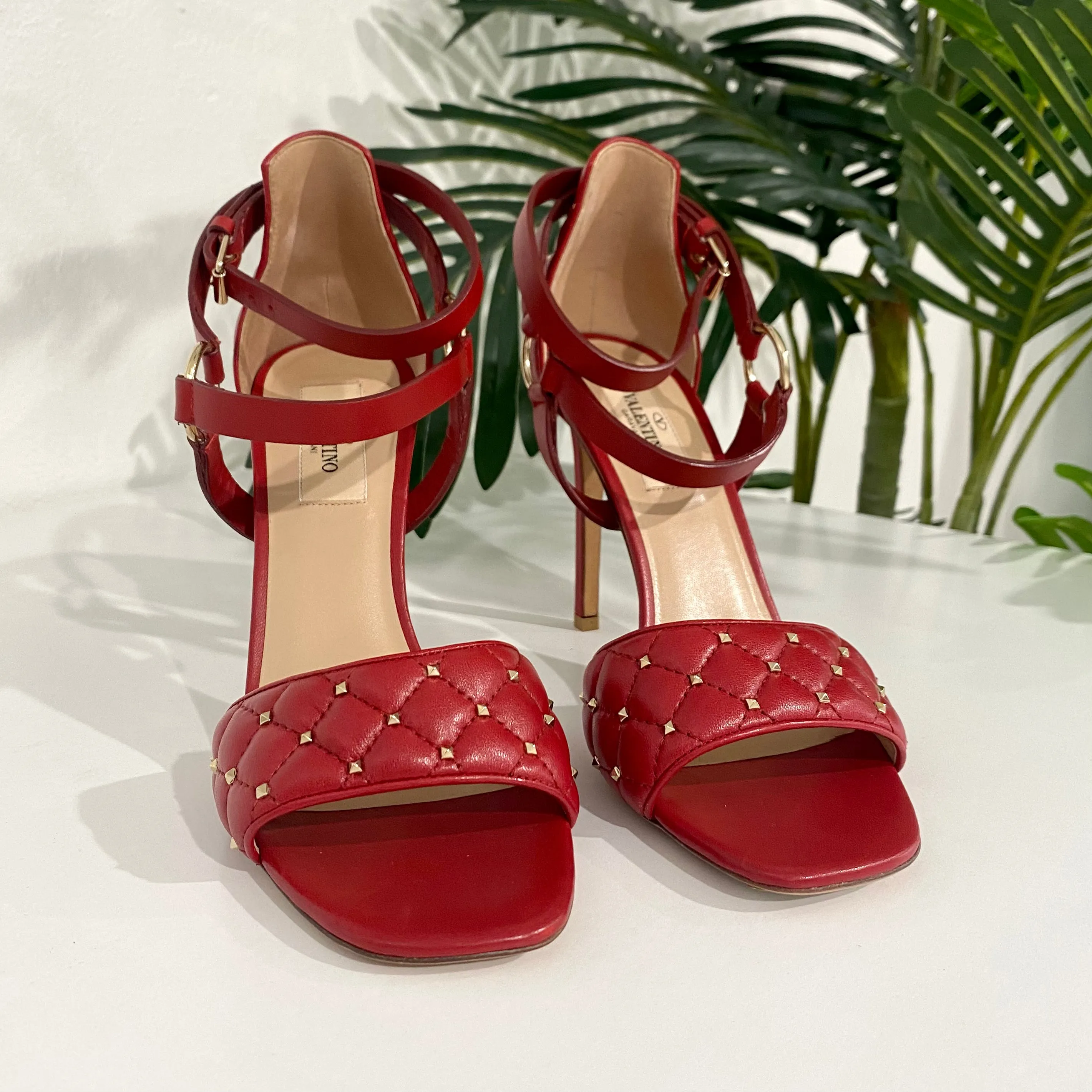 Valentino Micro Rockstud Red Heels
