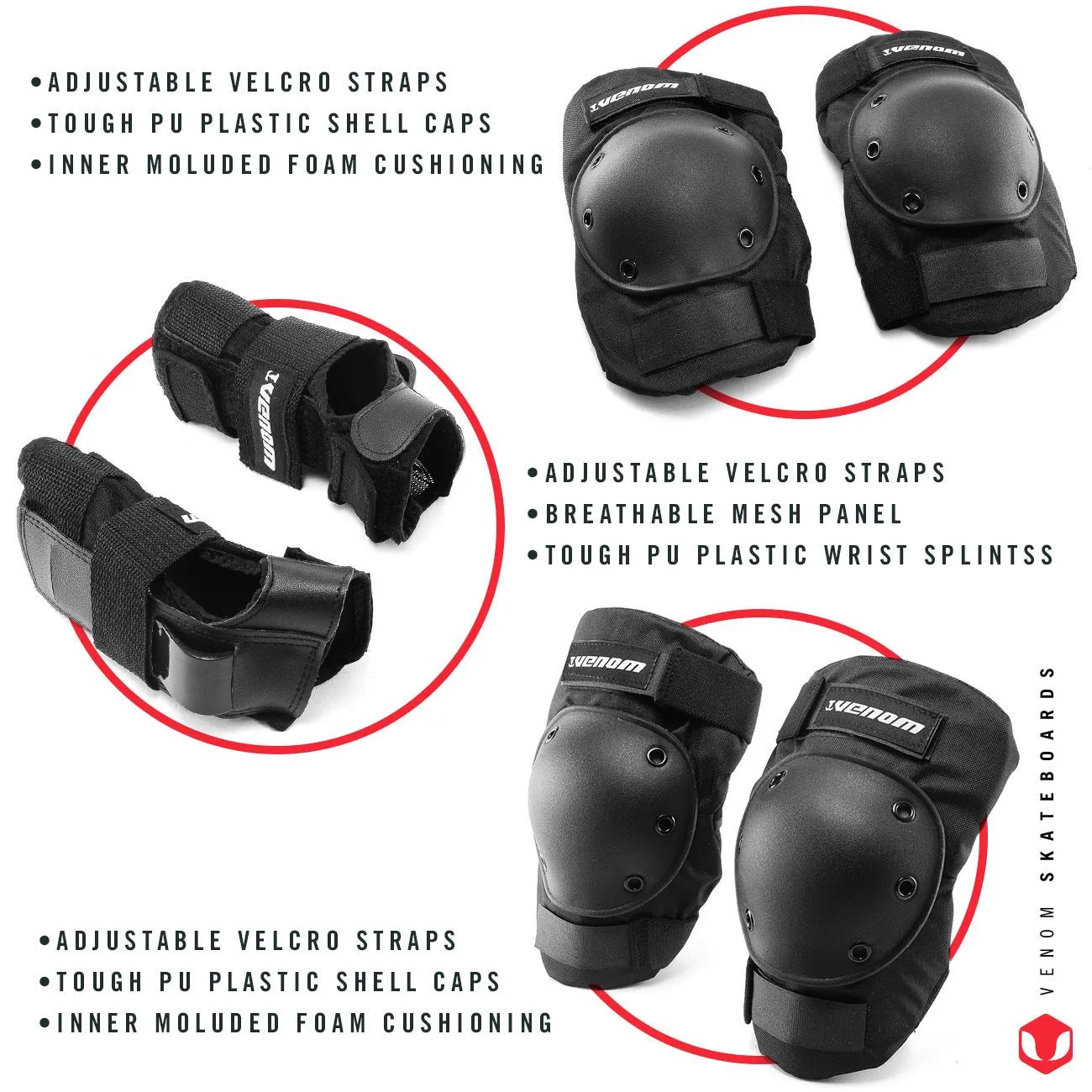 Venom Skateboard Helmet   Triple Pads Combo Protection Gift Pack