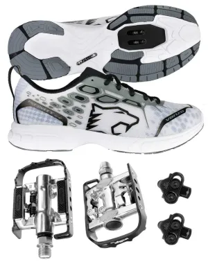 Venzo MTB compatible with Shimano SPD Shoes Gray   Wellgo C002 Multi Pedals 45