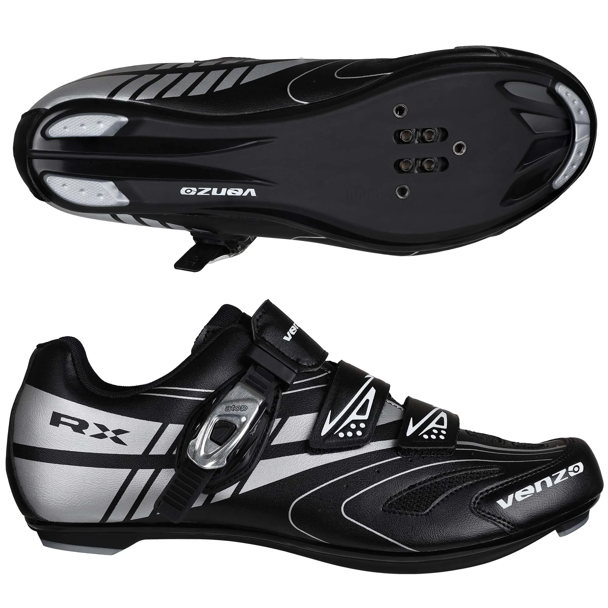 Venzo RX Bicycle Unisex Men's or Women's Road Cycling Riding Shoes - Compatible with Peloton for Shimano SPD & Look ARC Delta - Perfect for Indoor Indoor Road Racing Bikes Black 47