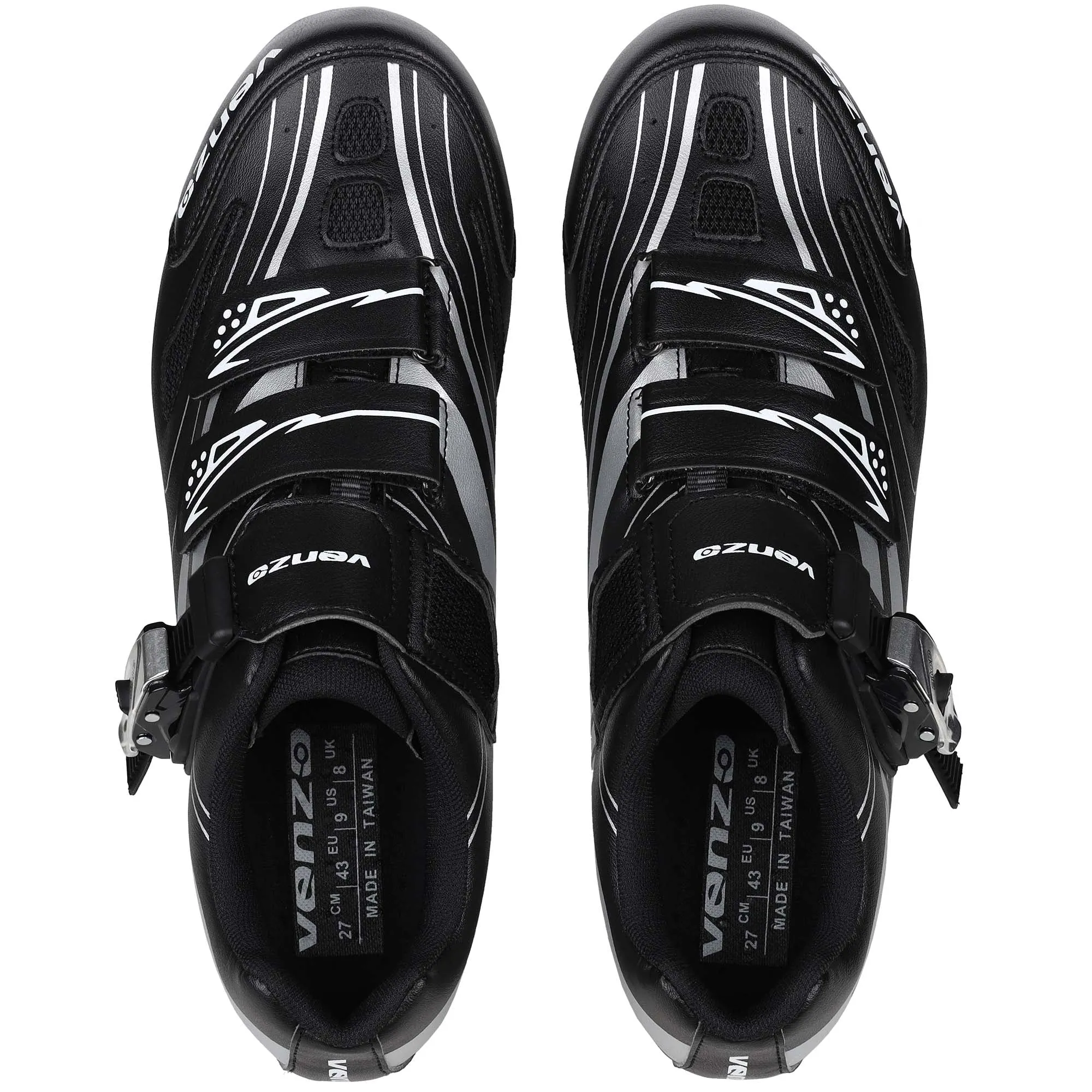 Venzo RX Bicycle Unisex Men's or Women's Road Cycling Riding Shoes - Compatible with Peloton for Shimano SPD & Look ARC Delta - Perfect for Indoor Indoor Road Racing Bikes Black 47
