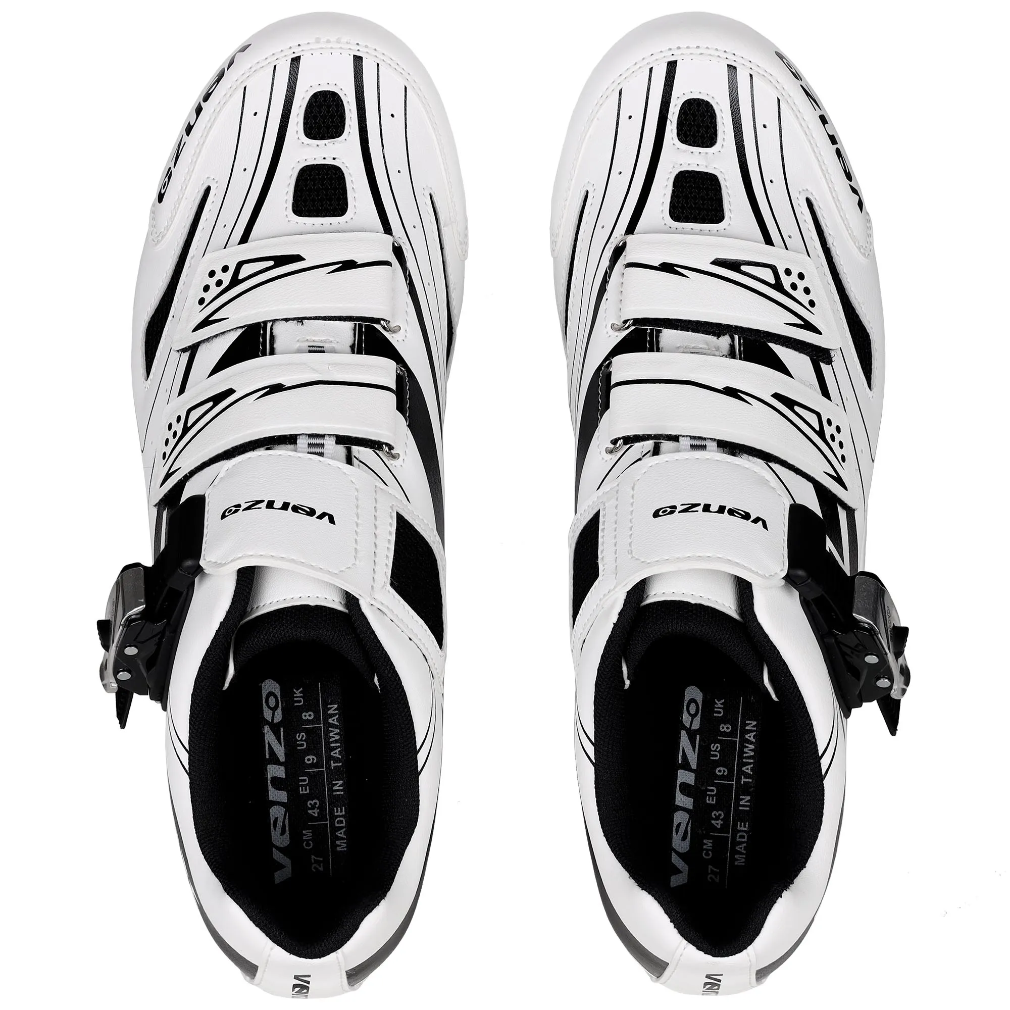 Venzo RX Bicycle Unisex Men's or Women's Road Cycling Riding Shoes - Compatible with Peloton for Shimano SPD & Look ARC Delta - Perfect for Indoor Indoor Road Racing Bikes White 48