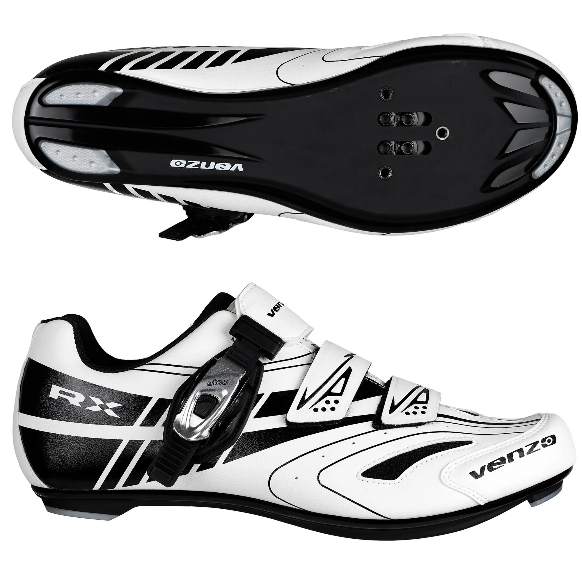 Venzo RX Bicycle Unisex Men's or Women's Road Cycling Riding Shoes - Compatible with Peloton for Shimano SPD & Look ARC Delta - Perfect for Indoor Indoor Road Racing Bikes White 48
