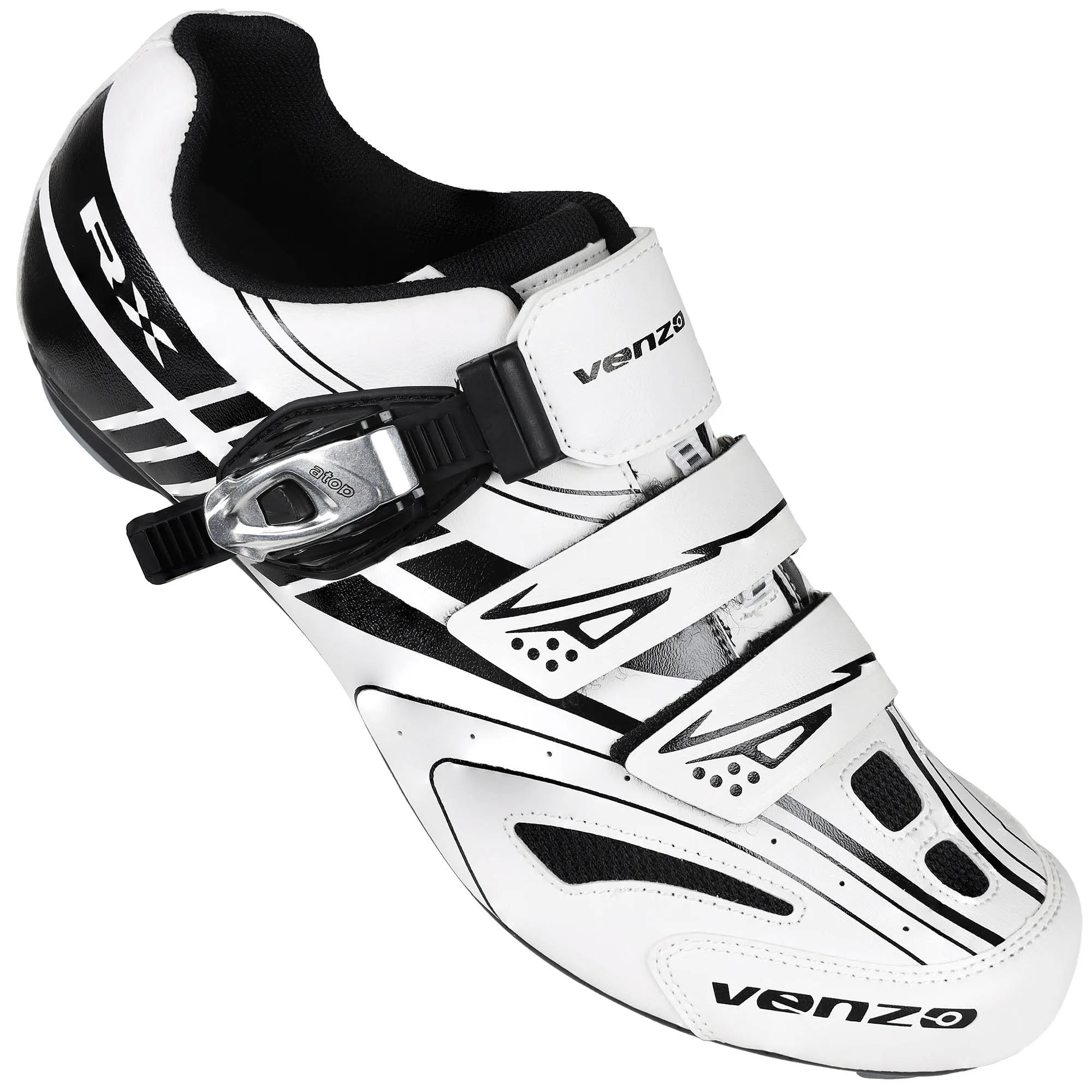 Venzo RX Bicycle Unisex Men's or Women's Road Cycling Riding Shoes - Compatible with Peloton for Shimano SPD & Look ARC Delta - Perfect for Indoor Indoor Road Racing Bikes White 48