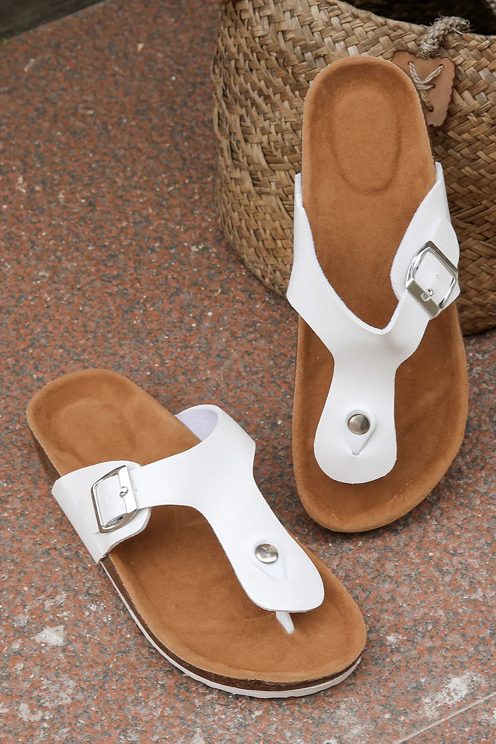 Vintage Buckle Thong Sandals