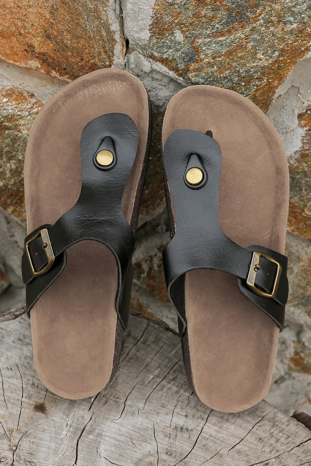 Vintage Buckle Thong Sandals