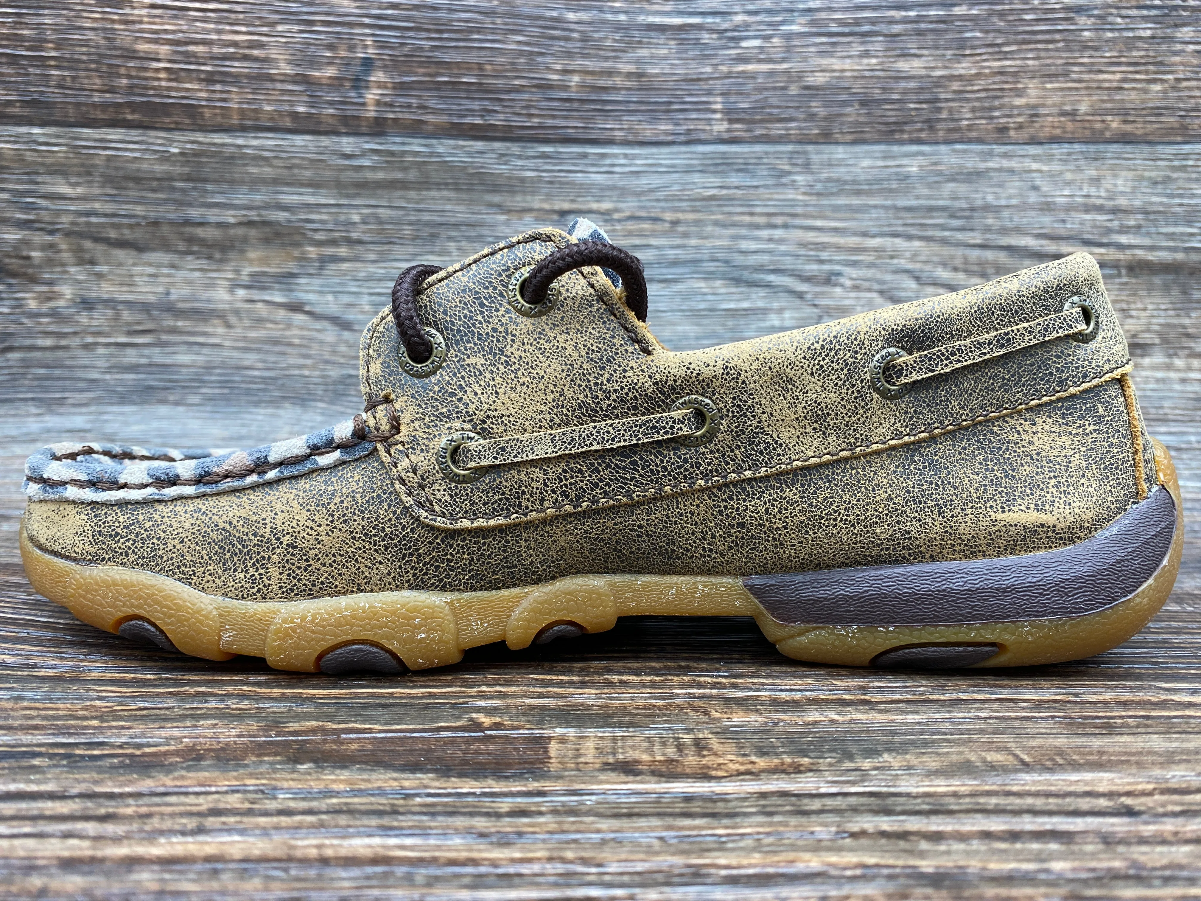 wdm0057 Women's Distressed Leopard Print Driving Moc by Twisted X