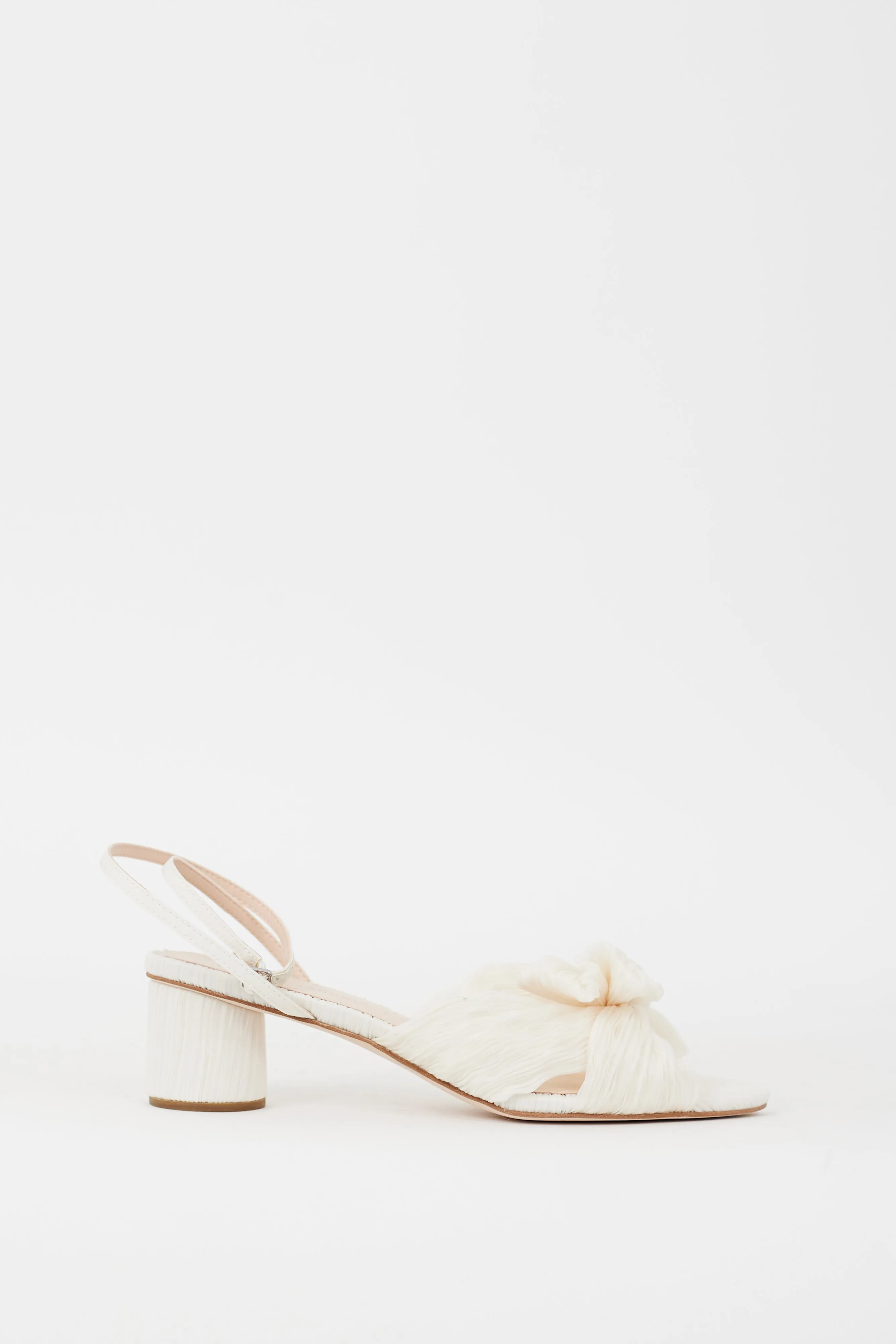 White Pleated Dahlia Heeled Sandal