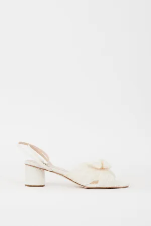 White Pleated Dahlia Heeled Sandal