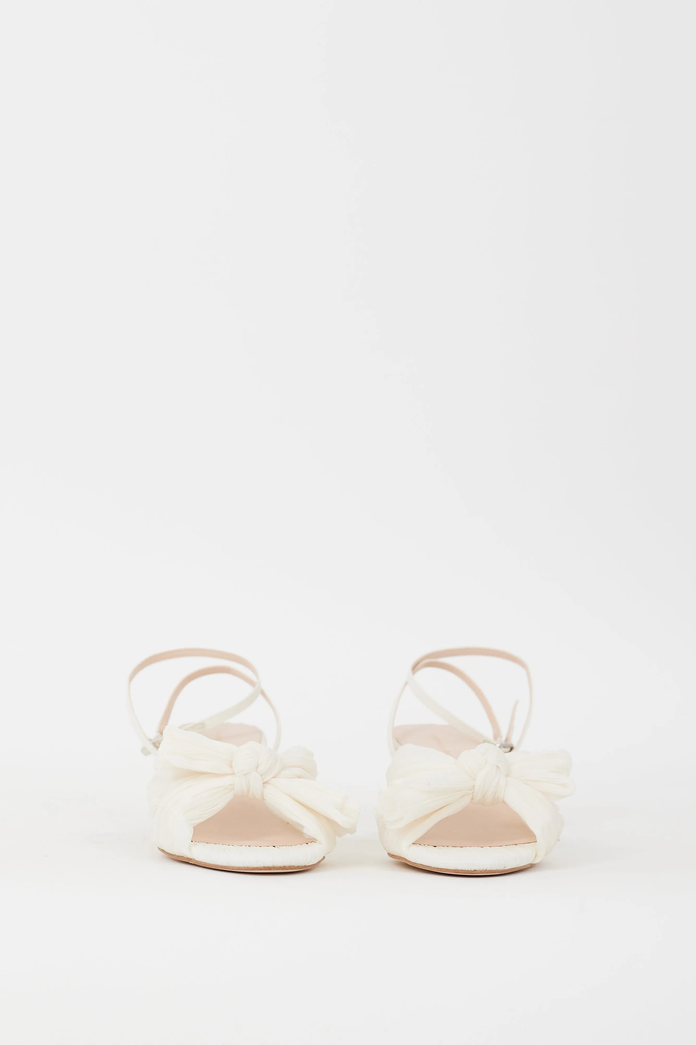 White Pleated Dahlia Heeled Sandal