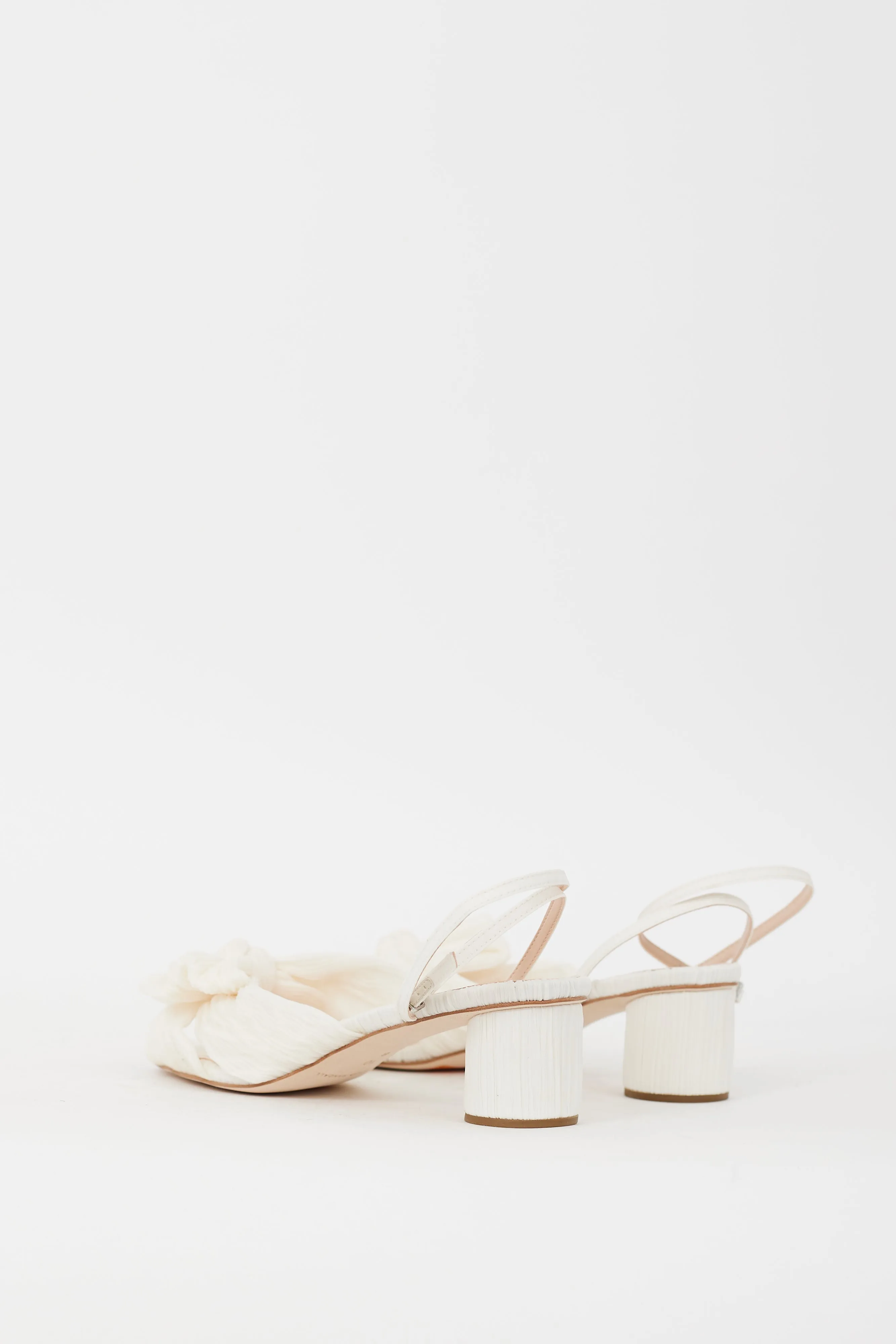 White Pleated Dahlia Heeled Sandal