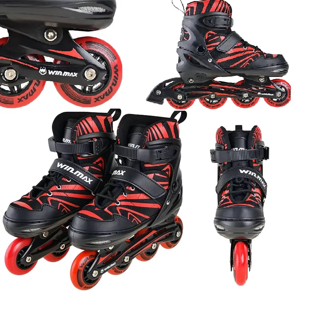 Winmax WME75469AS  Kids Inline Skate Combo Set, Color Red, Size - Small