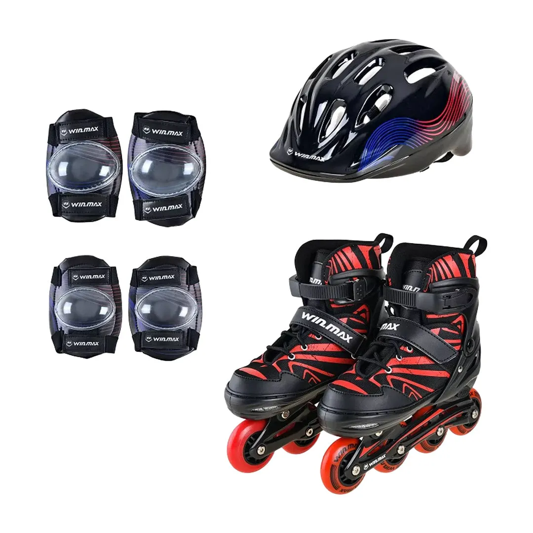 Winmax WME75469AS  Kids Inline Skate Combo Set, Color Red, Size - Small