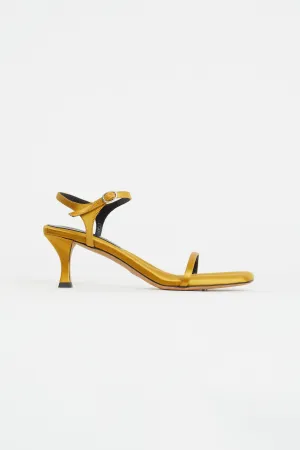 Yellow Satin Padded Heeled Sandal