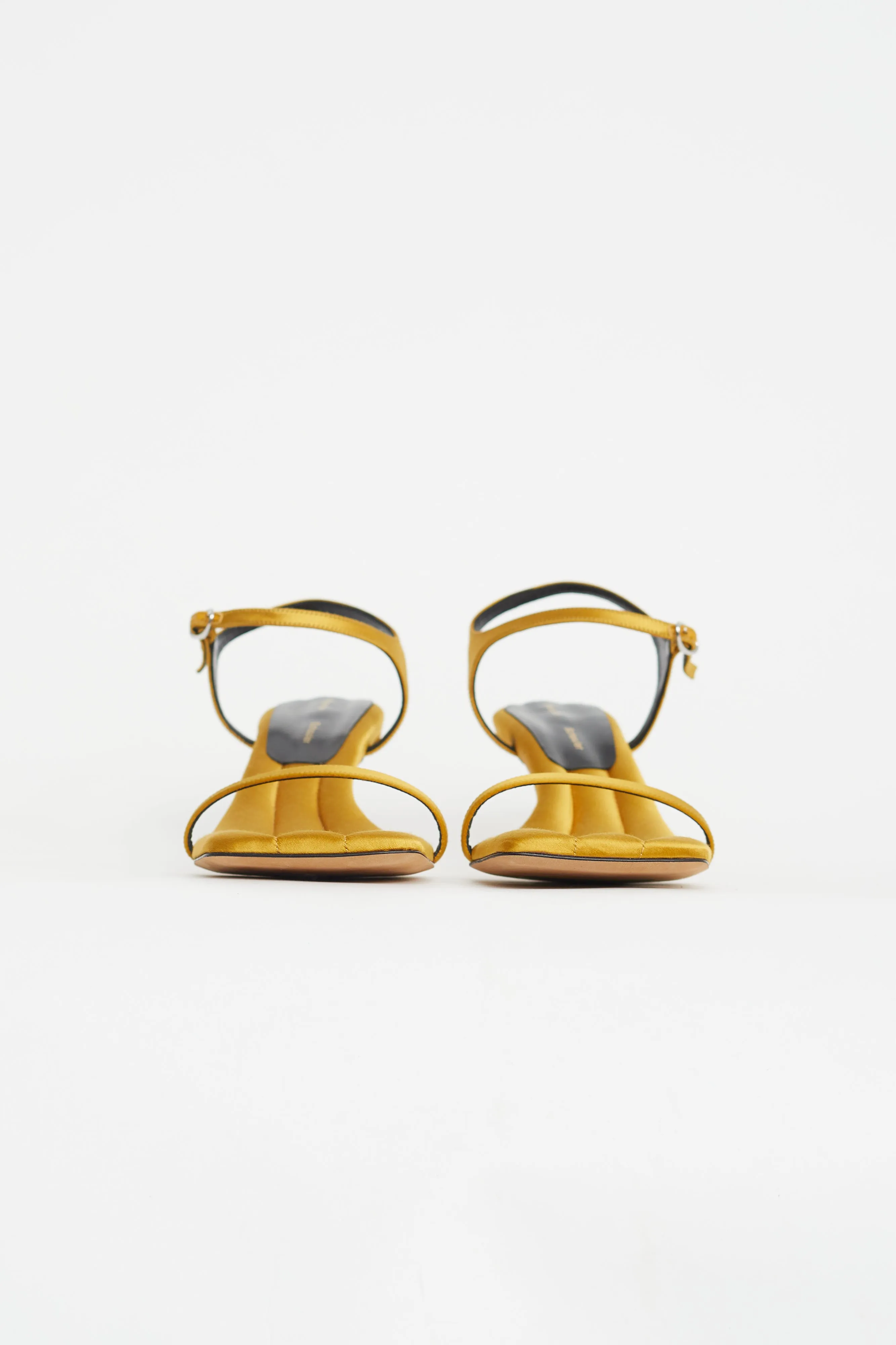 Yellow Satin Padded Heeled Sandal