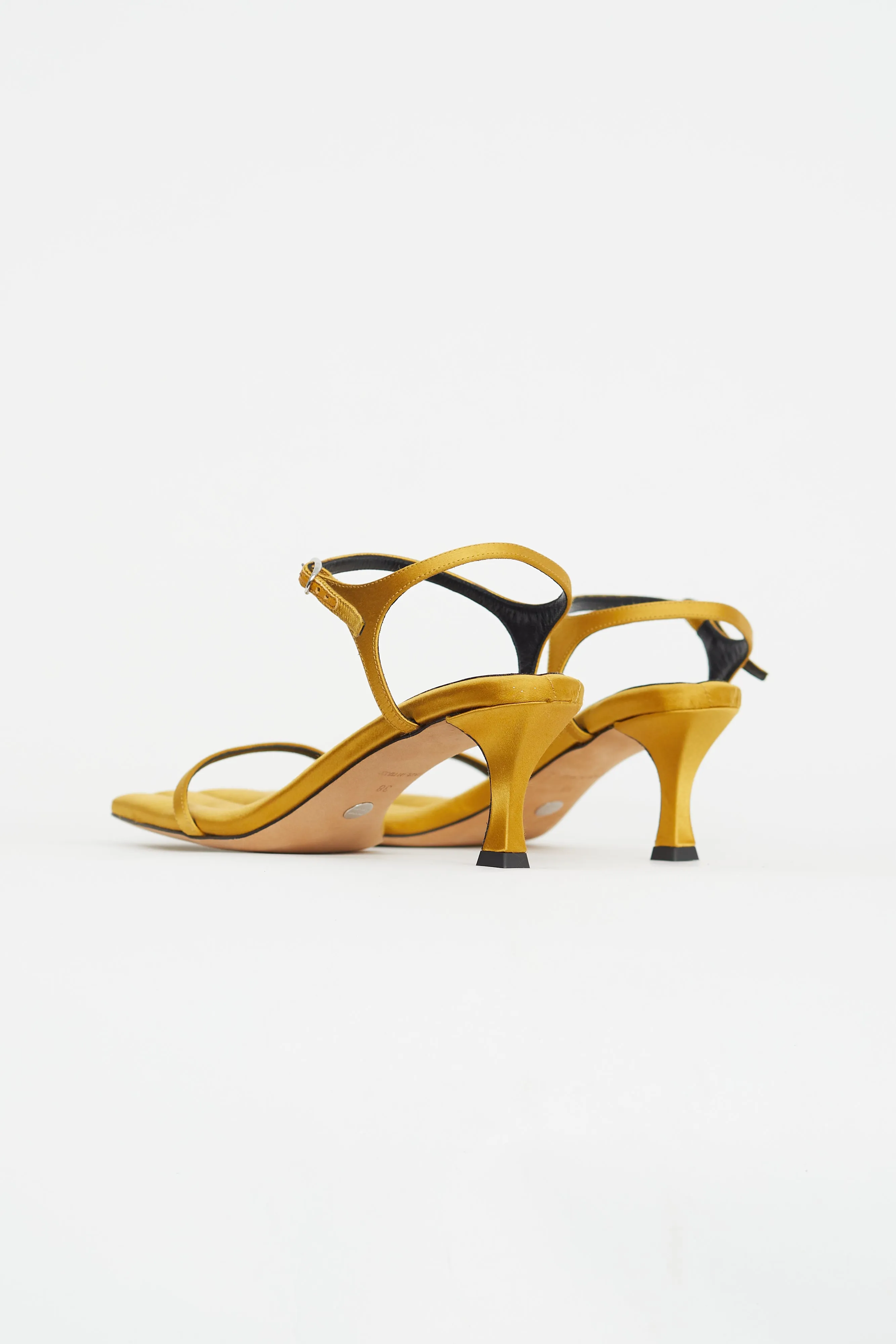 Yellow Satin Padded Heeled Sandal